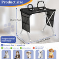 Foldable Pet Grooming Table for Small Dogs & Cats – Stainless Steel Frame, Non-Slip Surface, Storage Bag, 30 lb Capacity, Nail Trimming & Bathing Station, Black