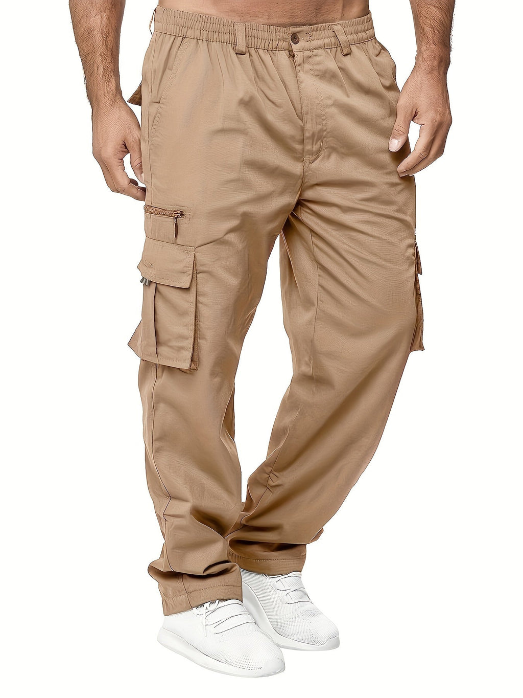 Men's Cargo Pants 3-Pack Multi-Pocket Regular Fit – Solid Color Polyester Woven Hiking Outdoor Pants for Spring & Fall, Sizes S-XXXL, 9 Color Combos