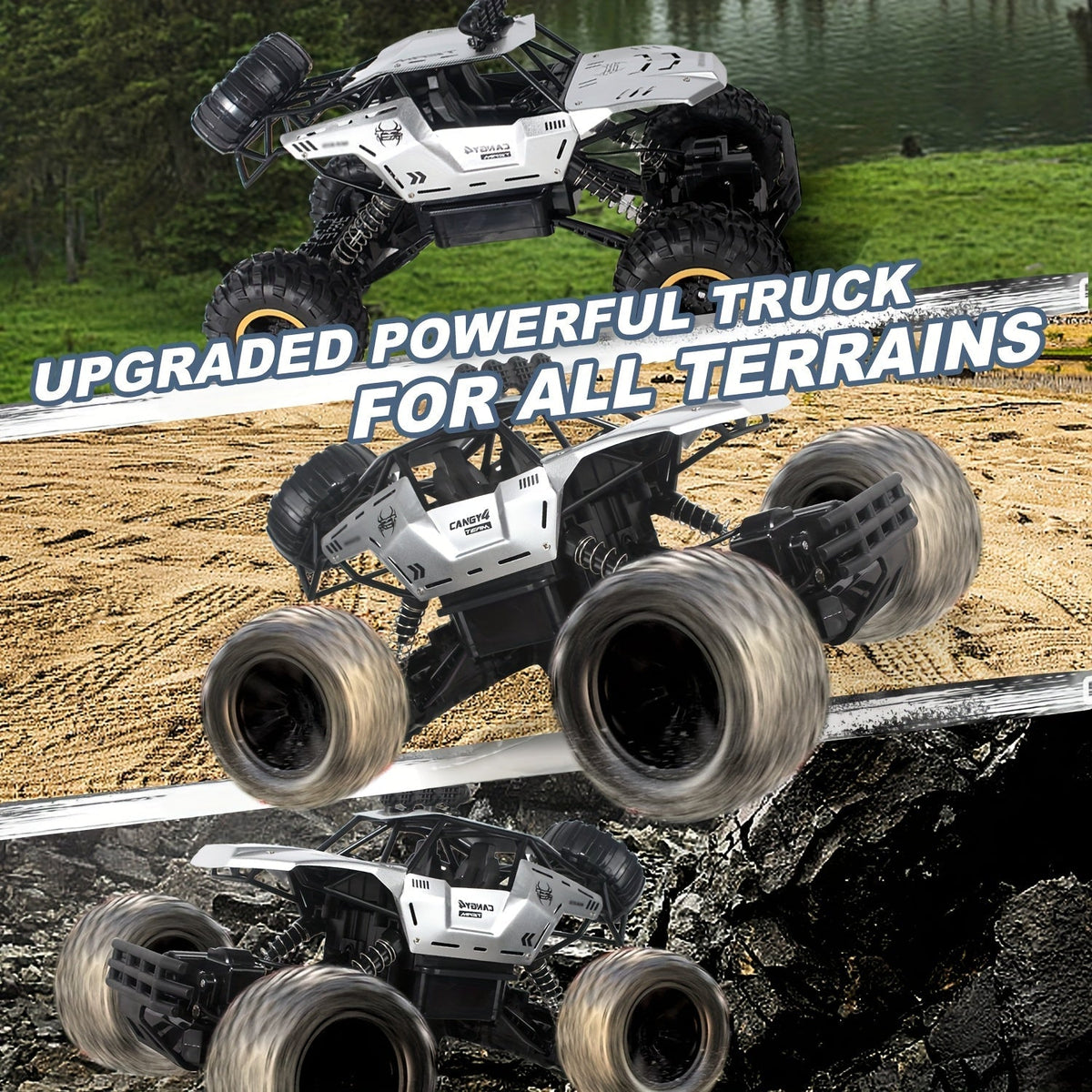 1:12 Scale RC Monster Truck with Metal Casing & LED Headlights – 2.4GHz Off-Road Remote Control Car, Large Tires, USB Rechargeable Battery, Durable All-Terrain Vehicle, Best Birthday Christmas Gift for Kids & Adults