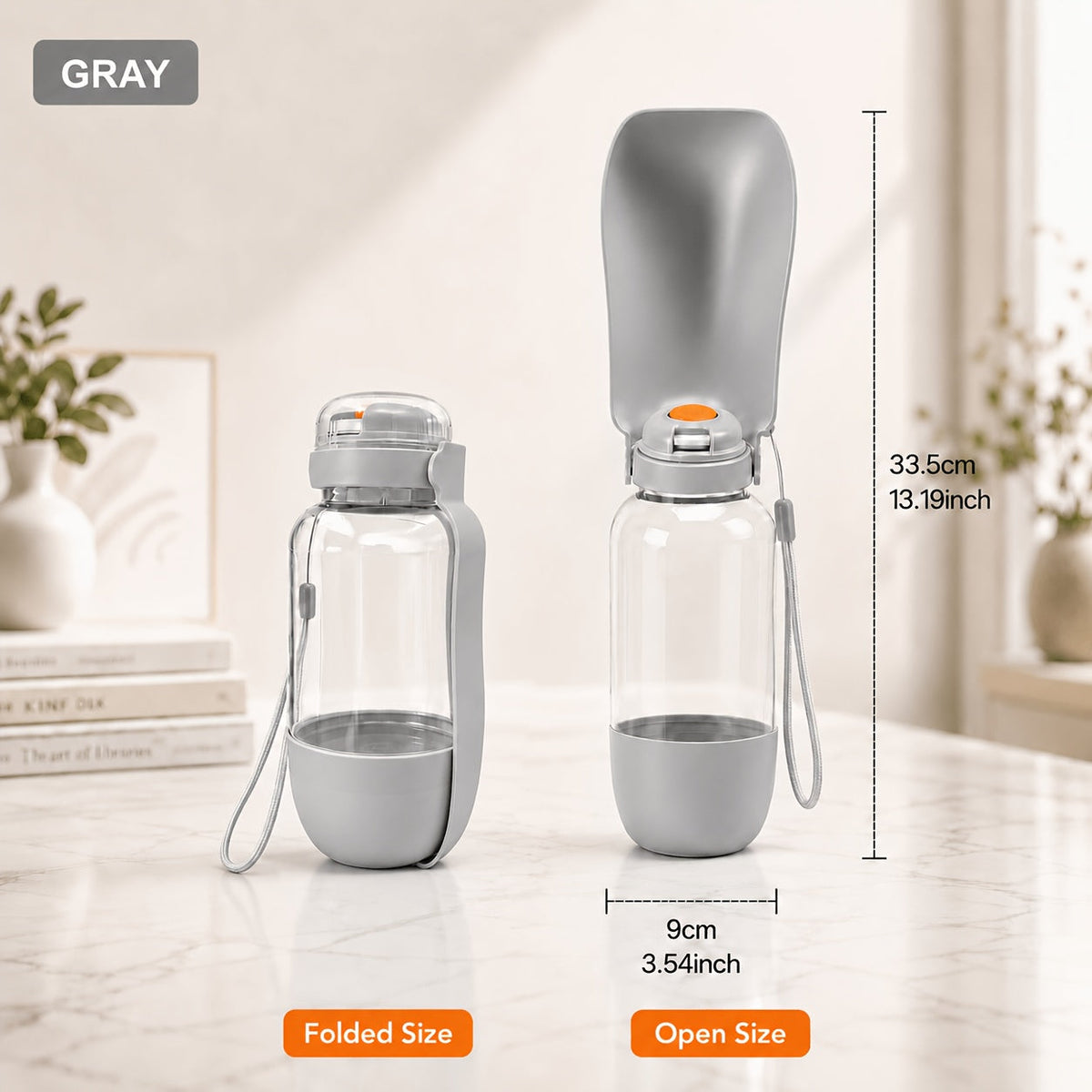 Portable Dog Water Bottle 2-in-1 with Food Bowl - 520ML Leak-Proof Pet Travel Water Dispenser for Dogs and Cats, Large Capacity Outdoor Hydration Cup for Walking Hiking Camping