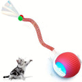 Interactive Cat Ball Toy with Elastic Net Tail, Automatic Moving Electric Ball Toy for Cats - Motion Activated, Obstacle Avoidance, Works on Floors Tiles Carpets, USB Rechargeable Smart Cat Toy