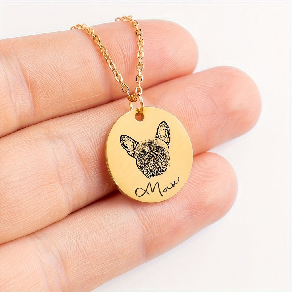 Custom Pet Portrait Circle Necklace – Handmade Personalized Dog & Cat Photo Jewelry, Silver Gold Rose Gold, 1-3 Circle Charm – Pet Lover Gift, Memorial & Birthday Necklace