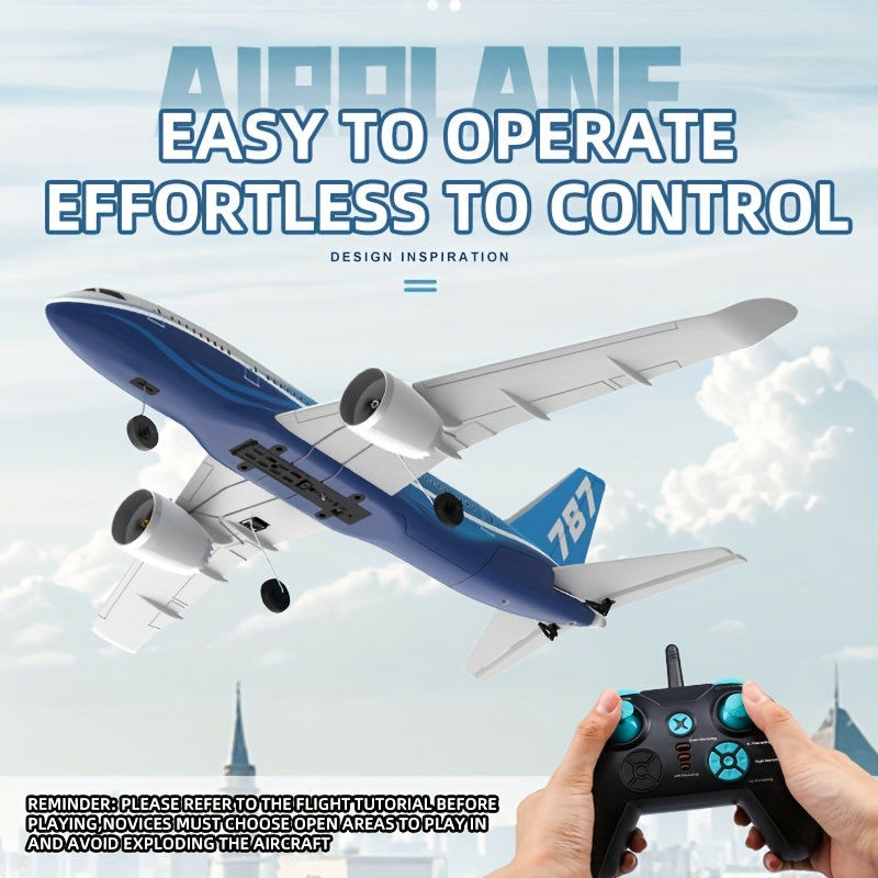 RC Airplane 787 Airliner Model BM30 BM29 3-Channel 2.4GHz Remote Control Glider with Gyroscope, EPP Foam, 200M Range, 6-10 Min Flight, Rolls & Stunts – Beginner RC Plane Gift for Kids & Adults