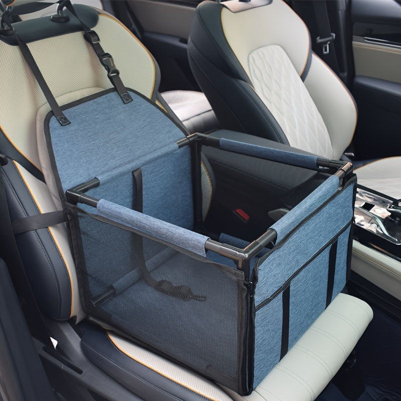 Dog Car Seat Safety Basket Cushion for Small & Medium Dogs - High-Quality Pet Booster Seat with Soft Cushion, Secure Car Dog Basket, 7 Colors: Brown, Gray, Grey, Crimson, Navy Blue, Blue, Stripe