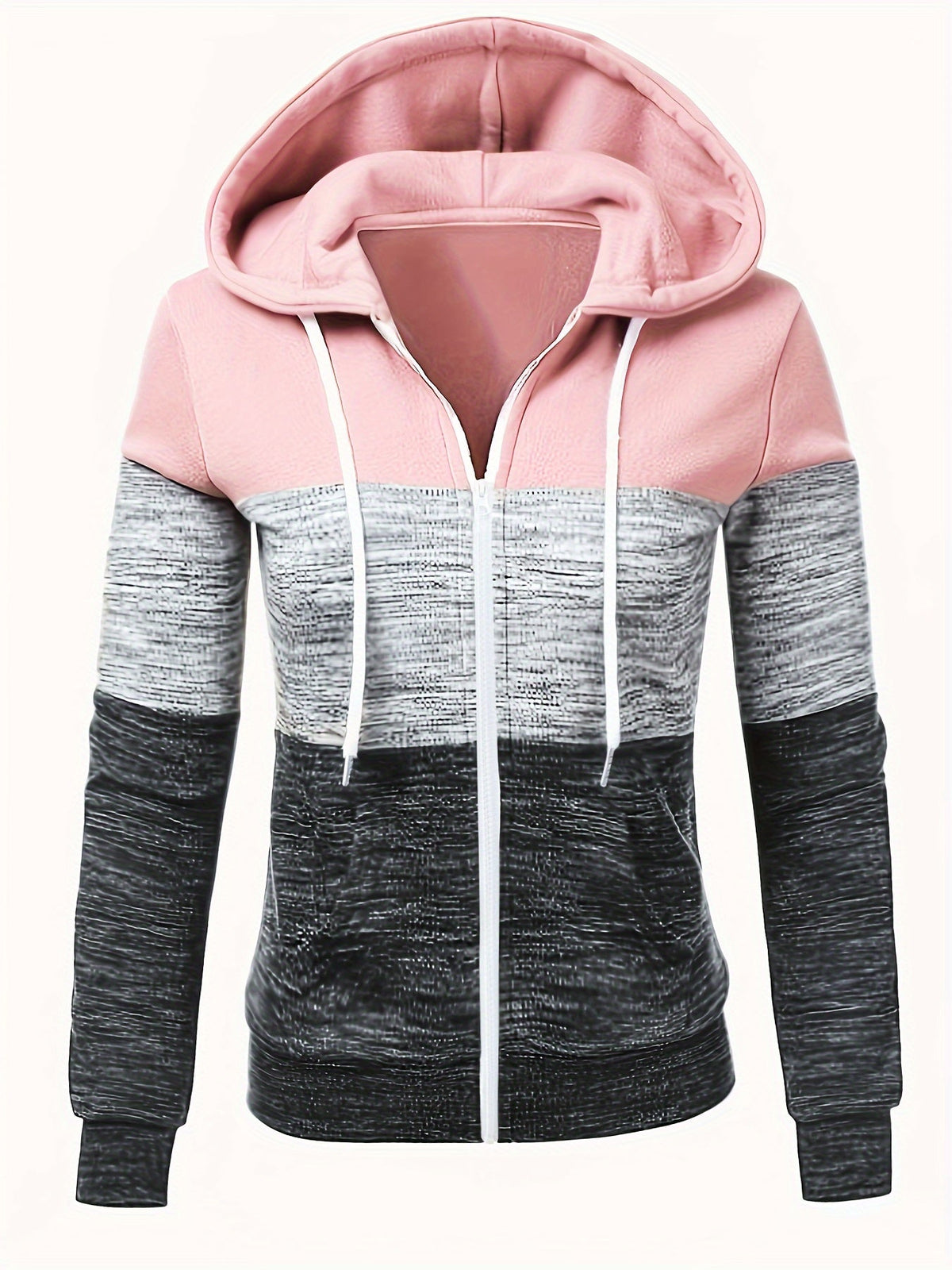 Women's Zip Up Hoodie Patchwork Print Casual Loose Sweatshirt Jacket Peacock Blue Black Dark Pink Mixed S M L XL XXL