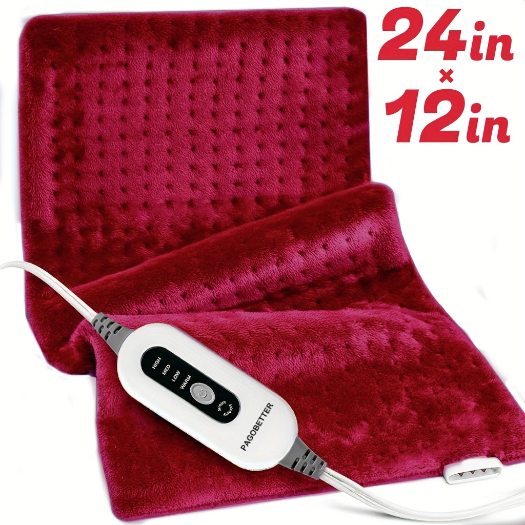 Electric Heating Pad for Back Pain Relief 12x24in – 130W Fast Heat to 150°F, 2X Thicker Plush Flannel, 4 Heat Settings, Auto Shut-Off, Machine Washable, Dry & Moist Heat Therapy for Neck Shoulders Abdomen Legs, Gift for Women Men Mom Dad