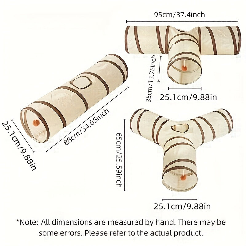 Foldable Cat Tunnel Toy – Collapsible Storable Interactive Pet Tunnel for Indoor Cats, Crinkle Play Tube for Kittens & Adult Cats, Year-Round Use, Easy Storage