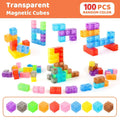 Magnetic Building Blocks 100 Pieces - Transparent Colorful Magnetic Cubes STEM Construction Toy, Creative Stacking Shape Tiles for Kids, Educational Gift for Boys & Girls, Birthday Christmas Halloween