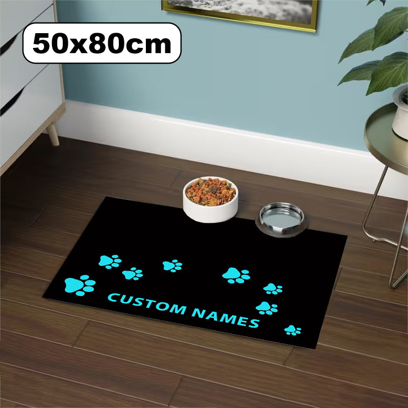 Personalized Diatomite Pet Feeding Mat with Custom Photo & Name – Quick-Dry Absorbent Diatom Mud Food Mat with Paw Print for Dog & Cat Bowls, Unique Pet Owner Gift